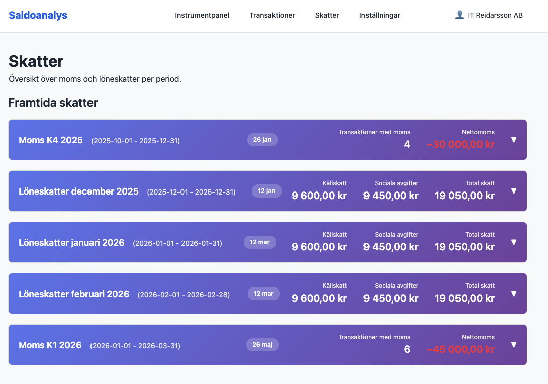 Saldoanalys Screenshot